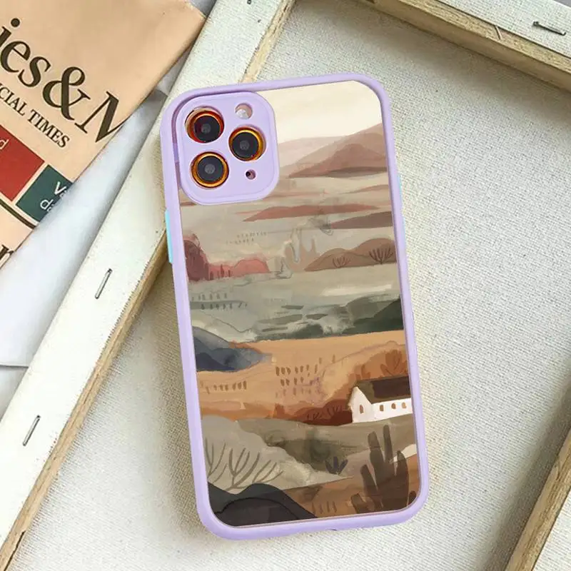 Watercolor Painting Phone Case for iPhone 14 11 12 13 Mini Pro Max 8 7 Plus X XR XS MAX Translucent Matte Cover
