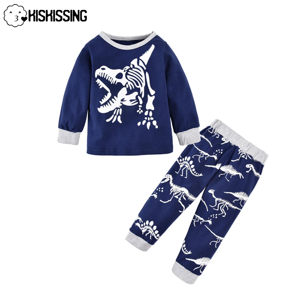 

KISKISSING детская одежда для отдыха для мальчиков очаровательный принт динозавра одежда для маленьких мальчиков пижамные комплекты 2022 модный ...