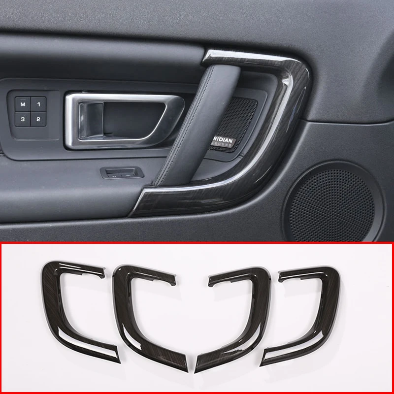 

4 Pcs Black Wood Grain Car Inner Door Handle Replacement Parts Decorative Accessories For Land Rover Discovery Sport 2015 -2019
