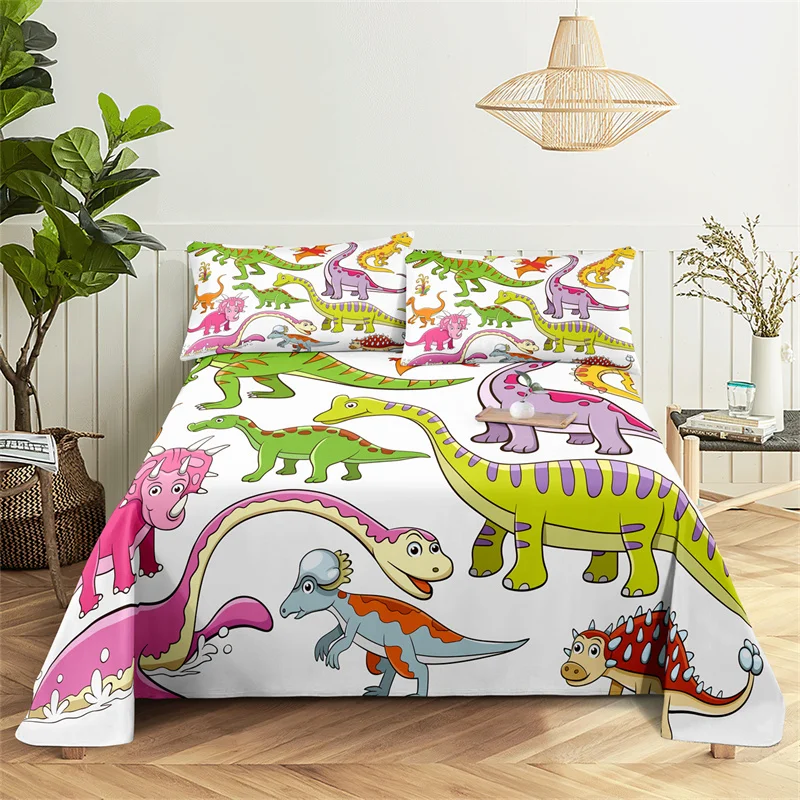 

Dinosaur Sheet Set 0.9/1.2/1.5/1.8/2.0m Cartoon Animal Bedding Set Bed Sheets and Pillowcases Bedding Flat Sheet Bed Sheet Set