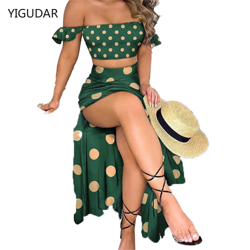 

women dresses Sexy Strapless Crop Tube Top High Waist Slit Maxi Dress 2 Pcs Suits 2022 Fall Women Fashion Party dresses