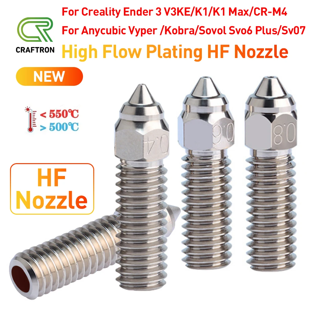 Фото HF форсунки для Creality Ender 3 V3 KE K1/K1 MAX CR-M4/S teksto Sv06 Plus/Sv07 Сопло с медным покрытием для 3D-принтера Creality №1