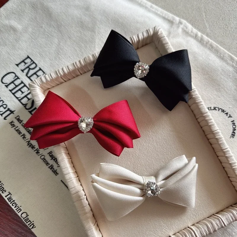 

Korean Style Women Hair Clips Sweet Bow Rhinestone Fabric Hair Pins for Girl Fashion Hair Accessories