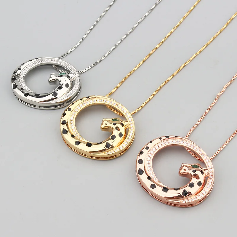 Colgante de leopardo hueco ovalado интеллектуальная бронза и американская уличная колье в стиле