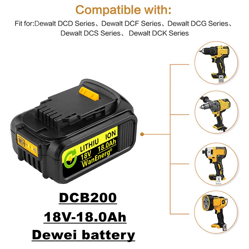 

Lupuk-18v power tool battery, 18.0ah, for 18v/20v power tools, dcb180 dcb181 dcb182 dcb201 dcb201-2 dcb200-2 dcb204-2 L50, etc