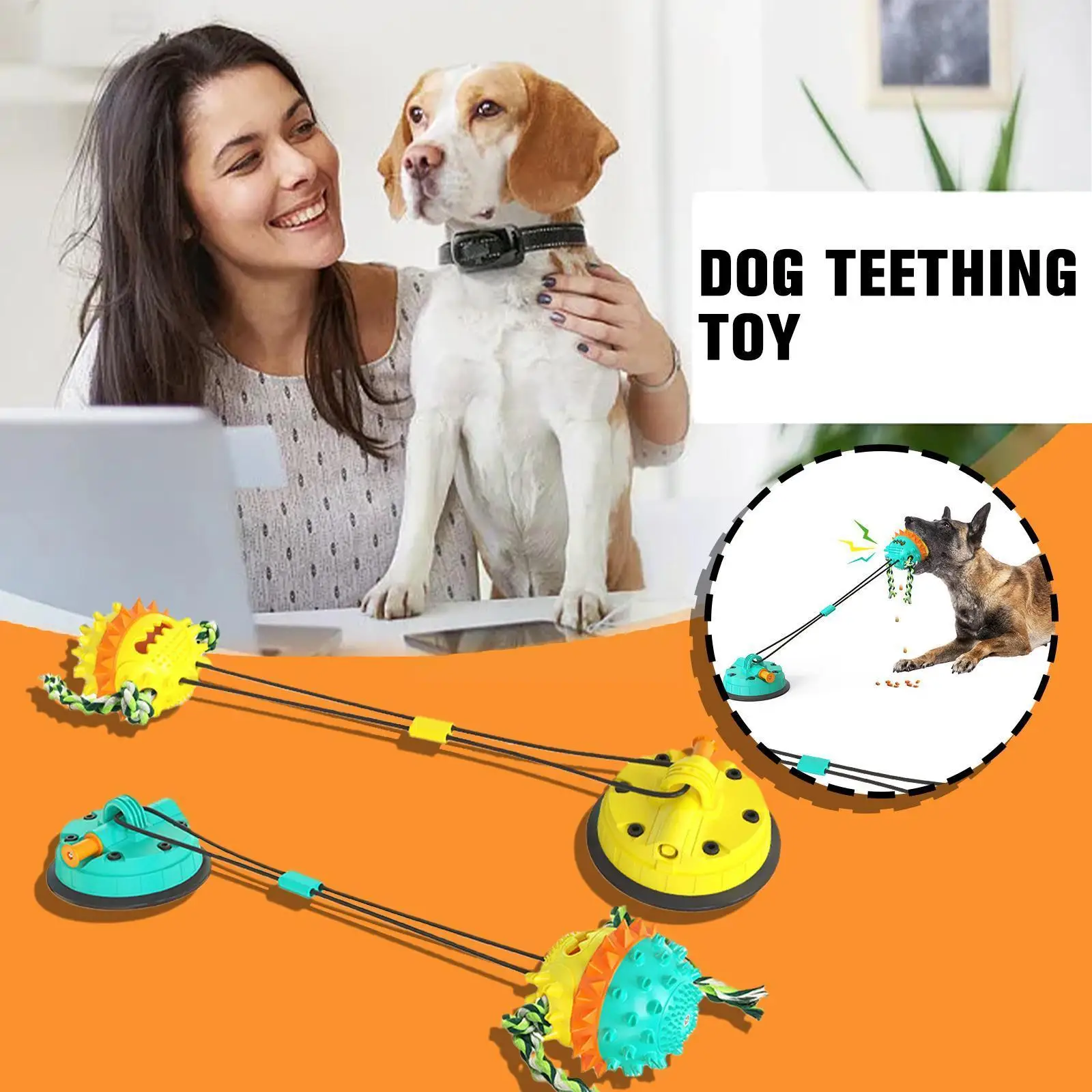 

Multifunction Dog Molar Bite Toy Pet Chew Toys Upgraded Double Suction Cup Dog Pull Ball for Dogs Cleaning Tooth Food Dispe E2K1