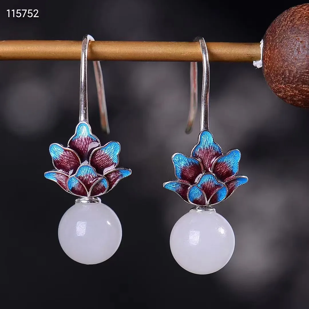 

Женские серьги из серебра 100% пробы с круглыми бусинами