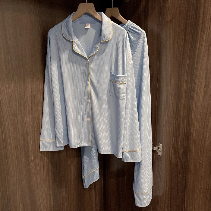 CAIYIER Pajamas For Women Solid Color Long Sleeve Trousers Nightwear Two Piece Set Sprint Winter Female Home Wear Loungewear