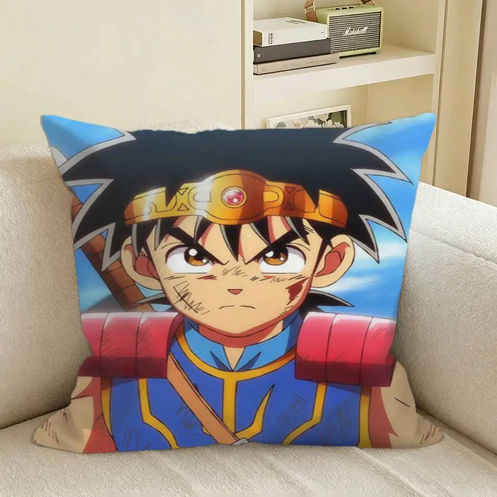Фото Классическая квадратная наволочка для диванной подушки в стиле манга Dragon Quest, однотонная, для гостиной, домашнего декора, чехол для подушки №2