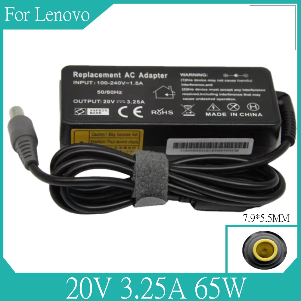 

20V 3.25A 65W AC Laptop Power Charger Adapter For Lenovo B490 B590 V580 SL500 SL510 T430u T520 X120e X130e X131e 40Y7657 40Y769
