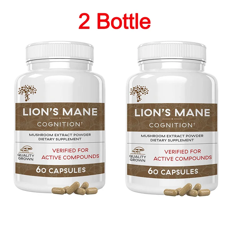 

2 Bottle Lion Mane Ganoderma lucidum Mushroom Capsule Dietary Supplement Health Food Boosts Immune System Against Cancer