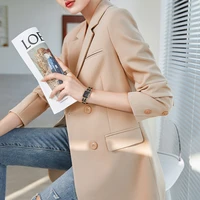 korean style plus size commuter loose double breasted suit jacket spring and autumn solid color british style suit retro jacket