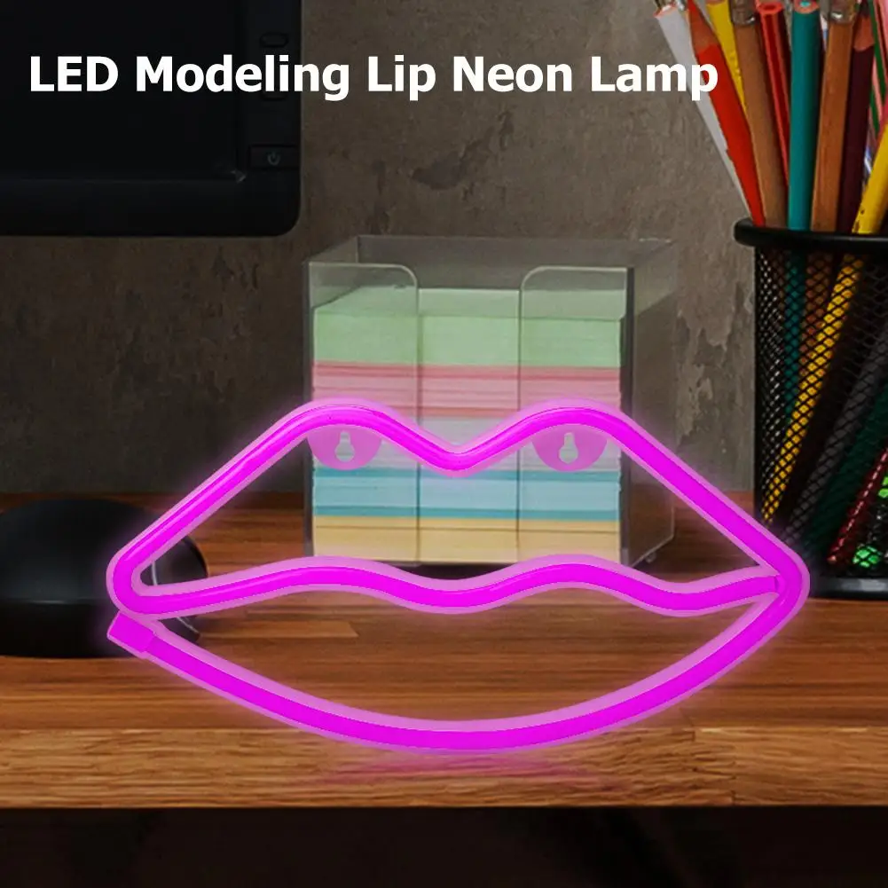

LED PVC Neon Lip Shaped Night Lights Eco-Friendly High Transmittance Battery Powered Lights for Decoration Party Festival