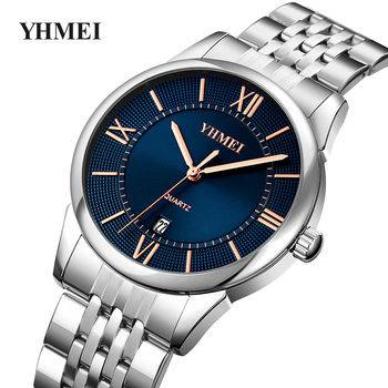YHMEI Top Brand Watch Men Stainless Steel Business Date Clock Waterproof Luminous Watches Mens Luxury Sport Quartz Wrist Watch-36878