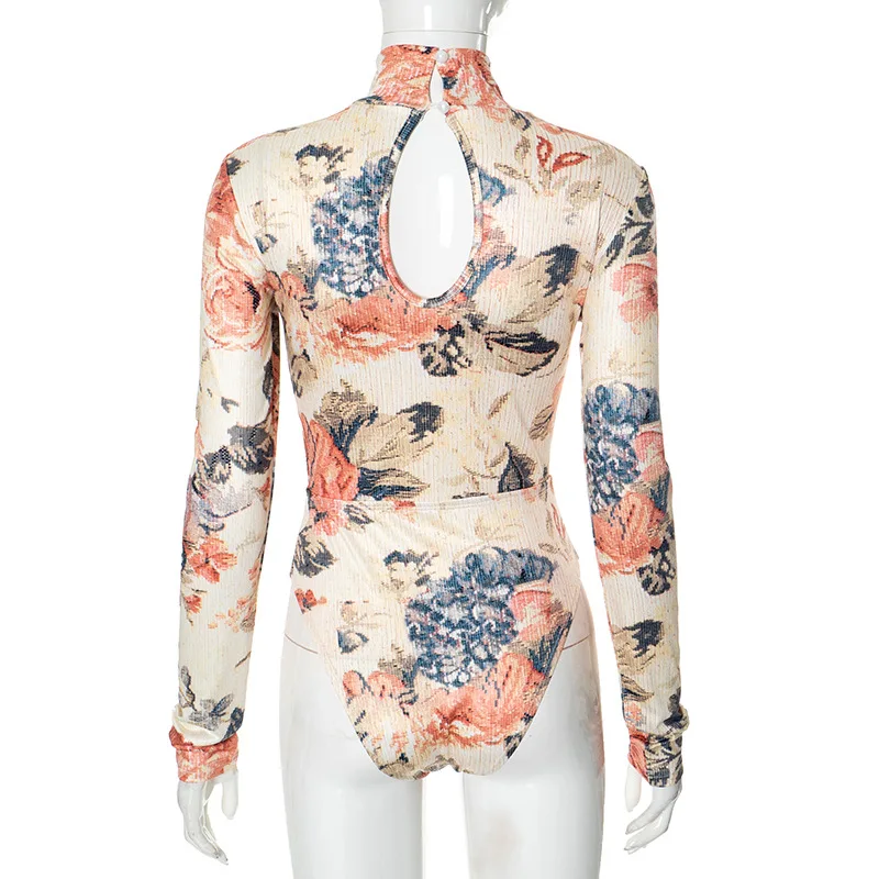 Сексуальные открытые боди с цветочным принтом женские облегающие шорты длинными