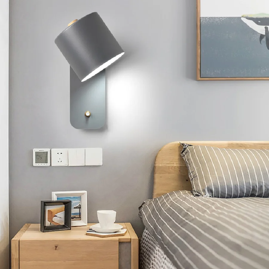

Nordic Revolving Bedside Wall Lamps Simple Modern Aisle Wall Lamp Personality Creative Bedroom Desk Living Room Lighting Light