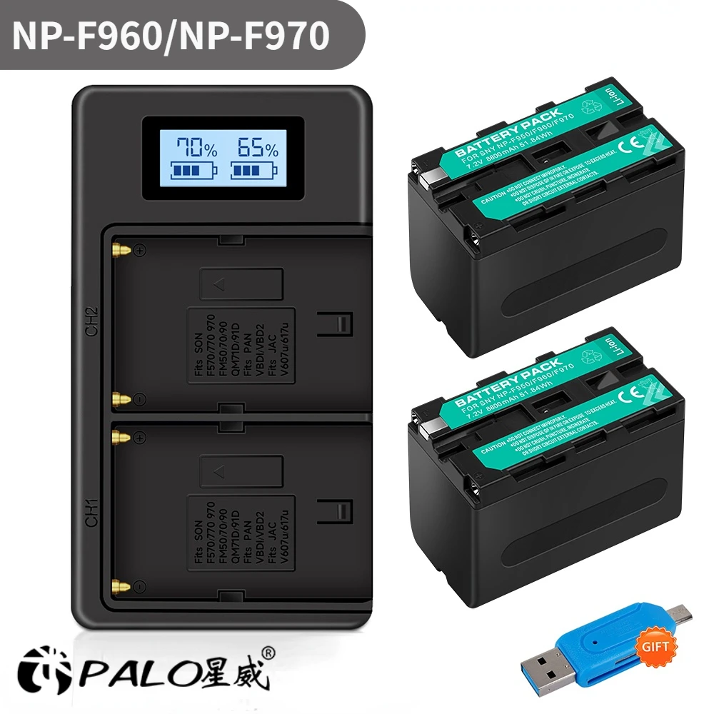 

PALO 8800mAh NP F960 NP-F970 Battery with USB Charge Output For Sony PLM-100 CCD-TRV35 MVC-FD91 MC1500C QM91D DCR-SC100 Batteria