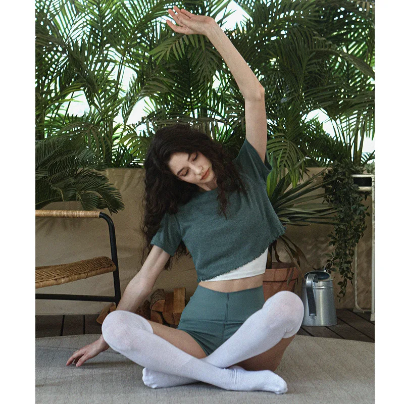 2023gym tennis spring and summer new print short outdoor sports short sleeve running breathable fitness slim yoga top