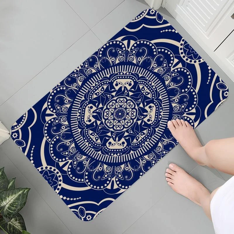 

Room Bedroom Carpet Washable Flannel Living Rug Hallway Indoor Mats Memory Foam Blue And White Porcelain Prayer Rug Bath Mats