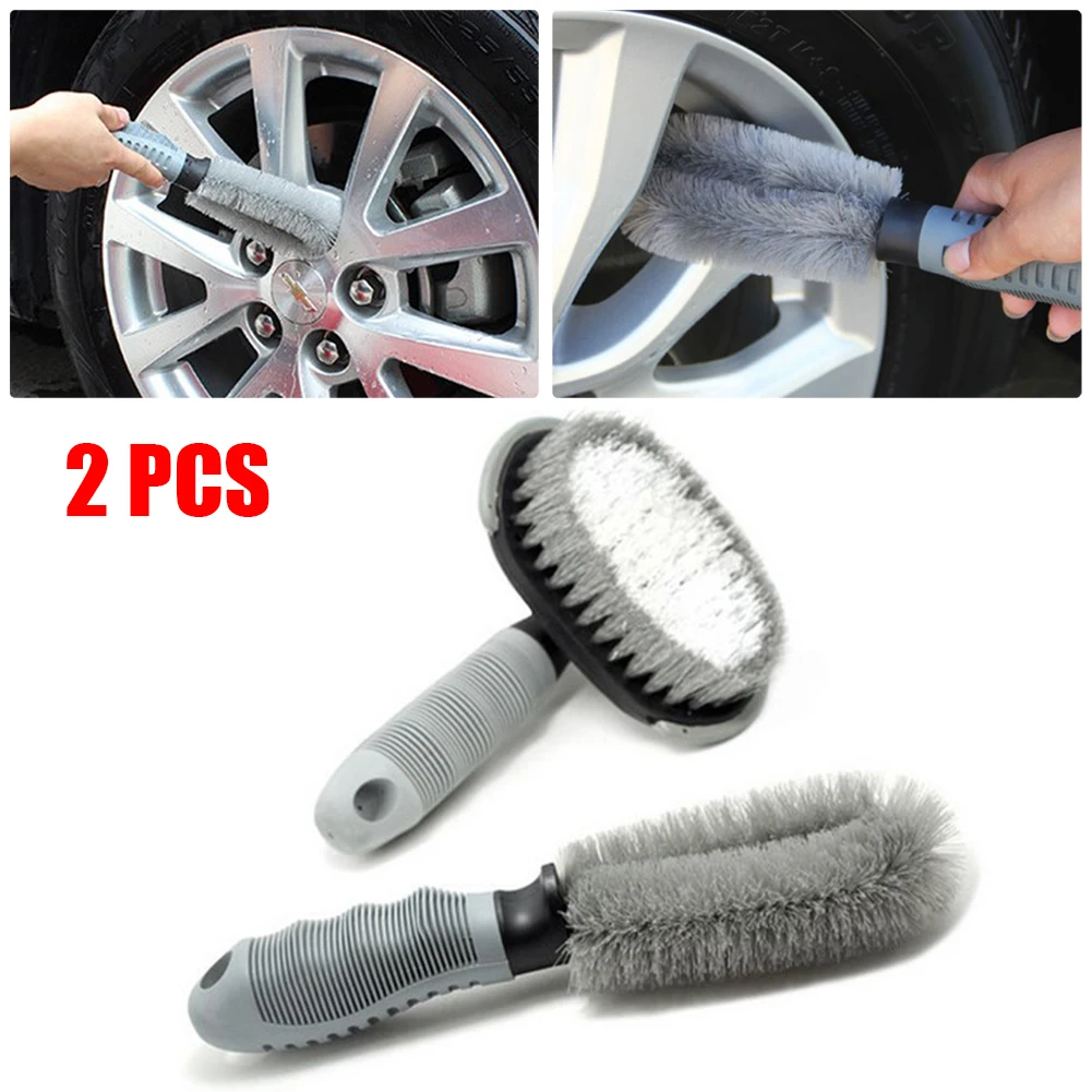 

2pcs Straight Brush + T Brush Tire Rim Wheel Wire Brush Plastic Coating Cleaning Tool Portable For Cleaning Tough Road Grease
