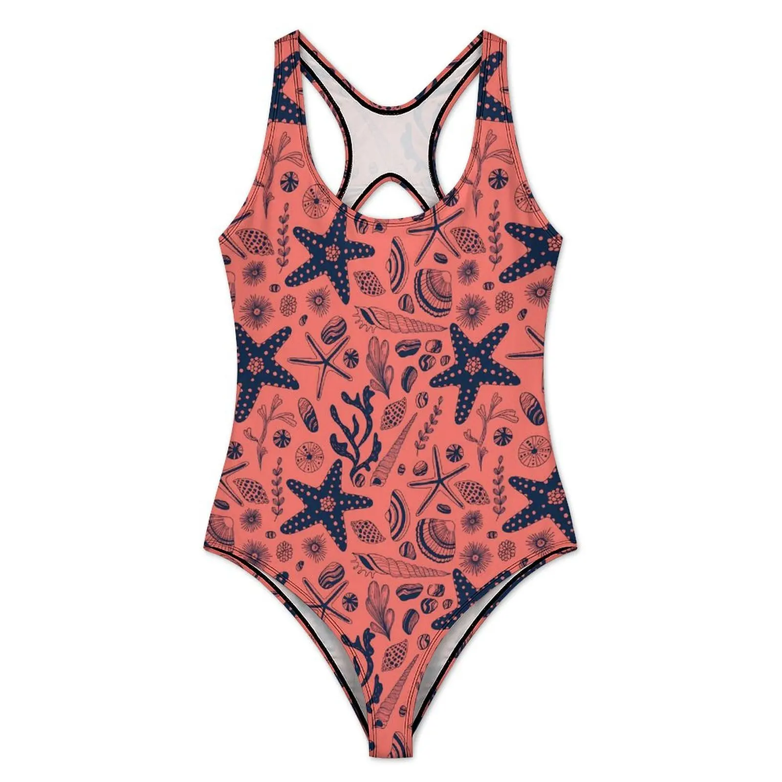 Купальник с морскими ракушками живой коралловый купальник цельный спортивный