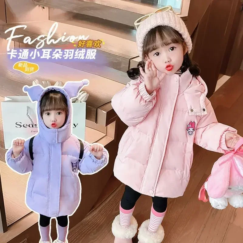 Женский теплый пуховик с сердечками Kuromi из аниме Моя Мелодия симпатичный