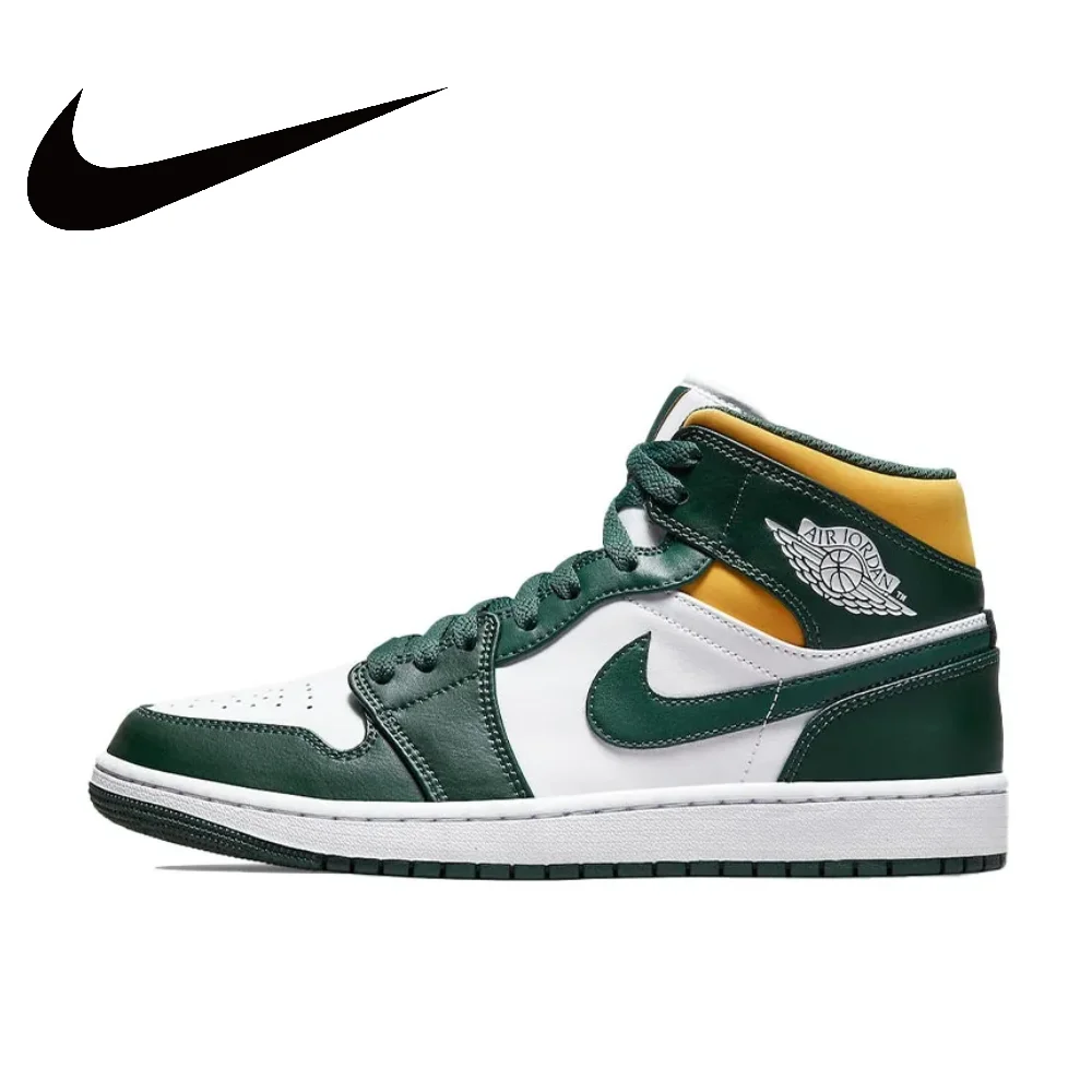 Nike Original Air Jordan 1 MID Модные и универсальные мужские женские кроссовки белого