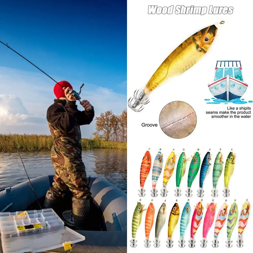 

Реалистичный свинцовый грузила 2022 см, 16 г, крючок для кальмара, приманки для креветки из искусственной древесины, рыболовные снасти, 9,0