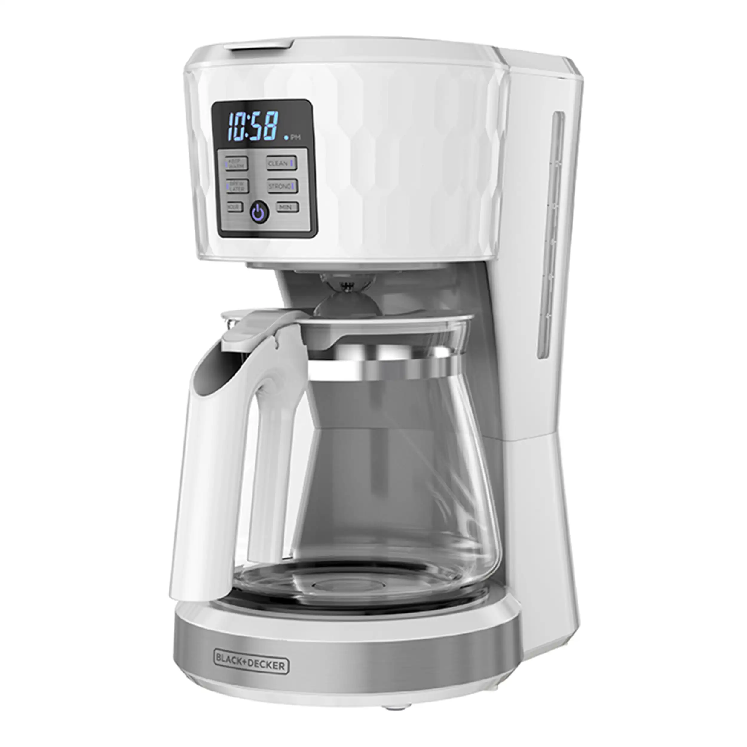 Black+Decker Honeycomb 12 Cup Coffee Maker in White