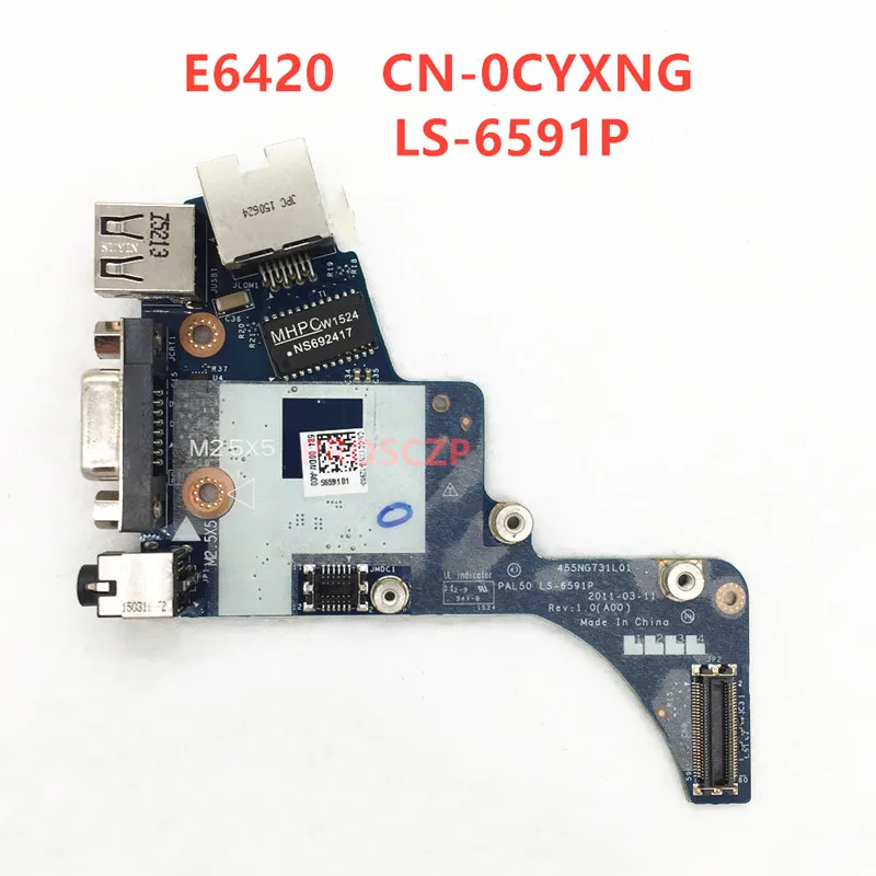 

High Quality For DELL E6420 Audio Ethernet USB VGA Port Board CN-0CYXNG 0CYXNG CYXNG LS-6591P 100% Full Tested Working Well