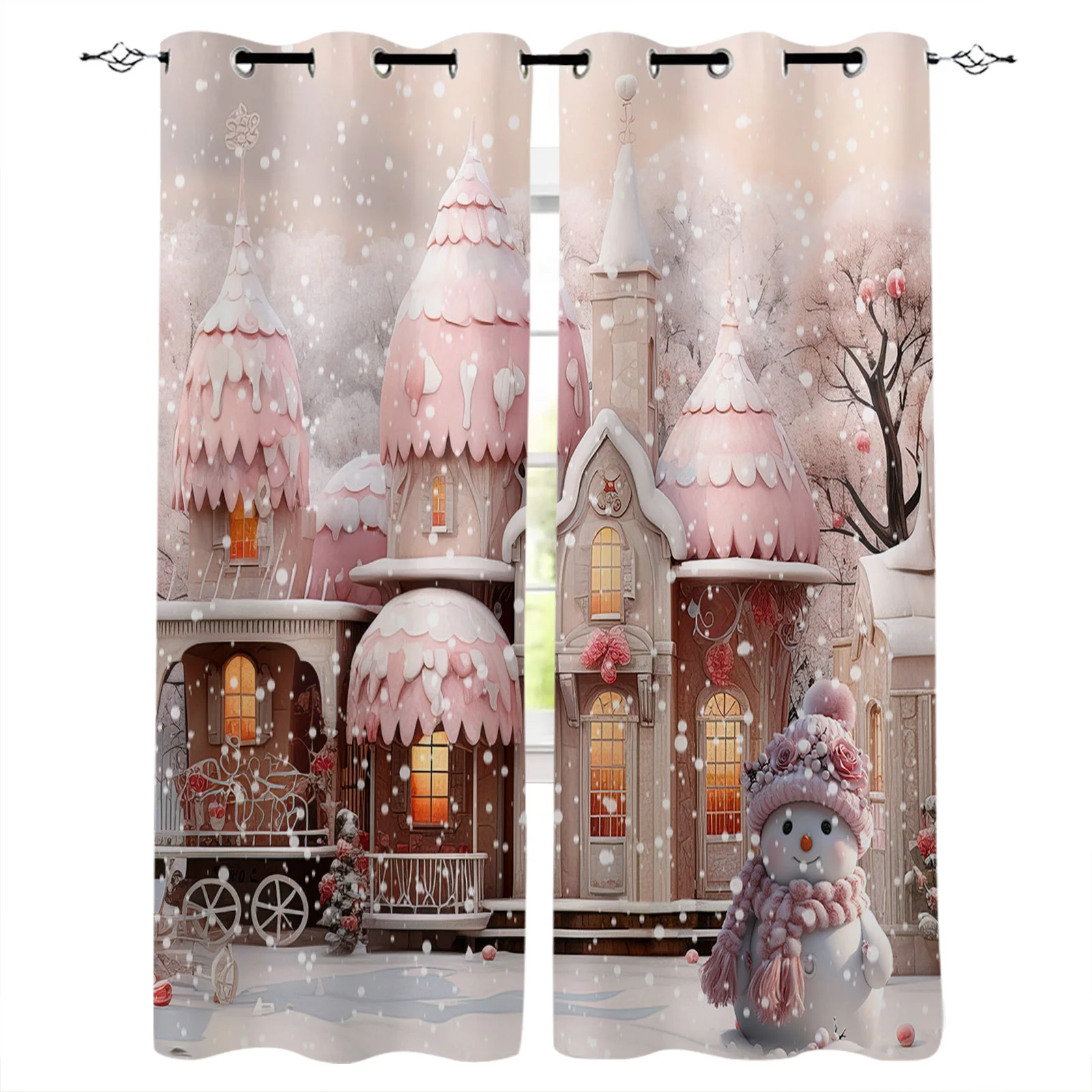 

Зимние рождественские Снеговики, современные фотообои для гостиной, девушки, мальчика, спальни, кухни, длинные Оконные Занавески