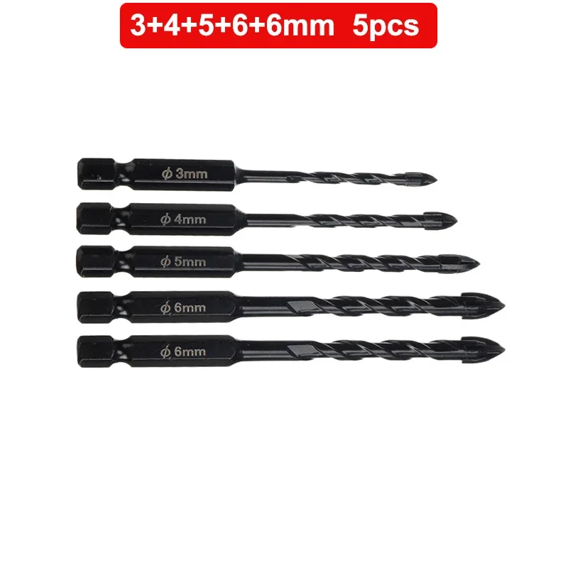 4-флейтовые сверла для каменной кладки, наконечник из карбида вольфрама, набор керамических сверл для бетона для стеклянной плитки, кирпича, пластика и деревянной стены