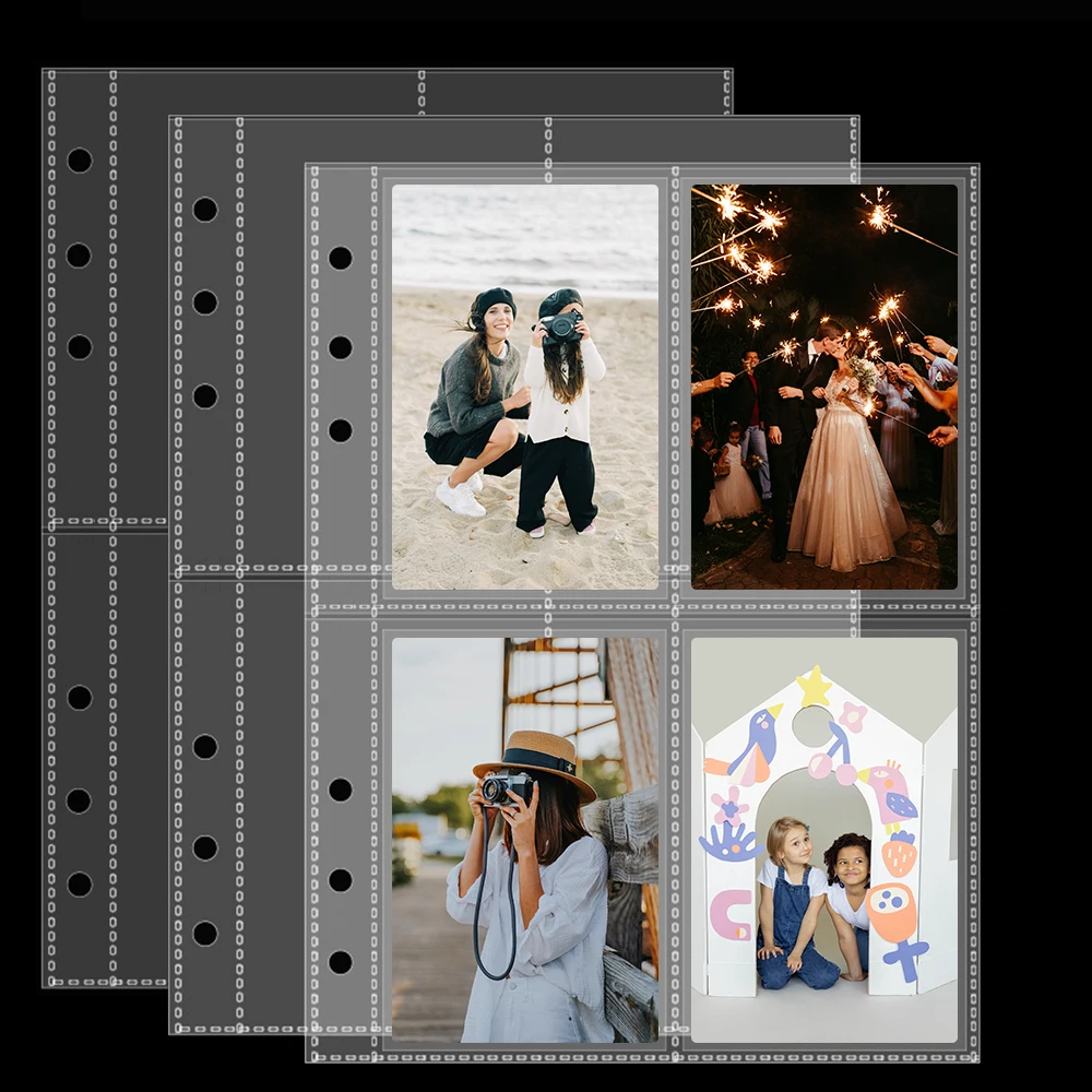 

10 Sheets Clear PP Plastic A5 6-Rings Photo Album Refills for Photocard Holder Scrap Book for Instax Album Scrapbook Album