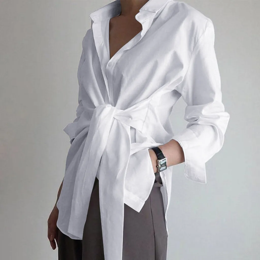

fashion women shirt blouse long sleeve ruched solid color blouse for office ladies white blue black autumn shirt
