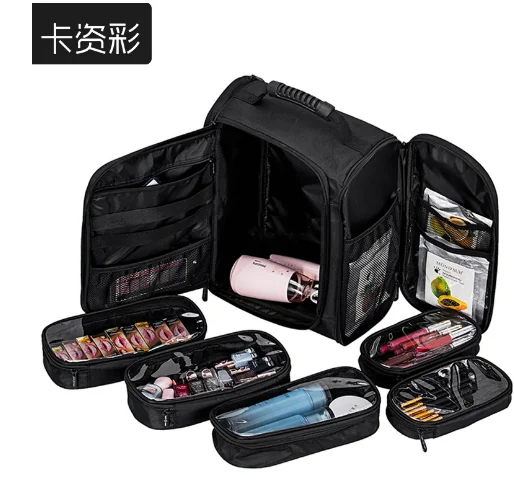 Women Makeup Organizer Backpack Woman Cosmetic bags Makeup Train Case Soft Sided Barber Cosmetic Backpack Organizer Storage Bags