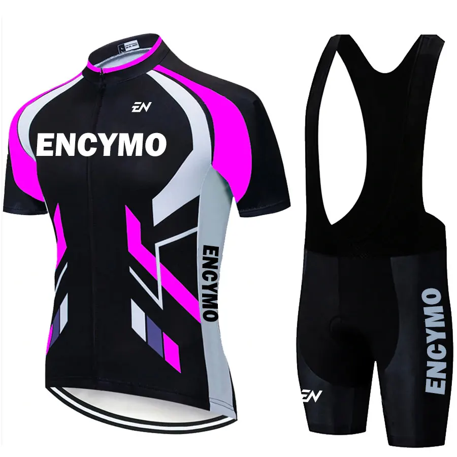 

ENCYMO Cycling Jersey Sets Pink Bicycle Short Sleeve Cycling Clothing Bike Maillot Cycling Jersey Bib Shorts 2022