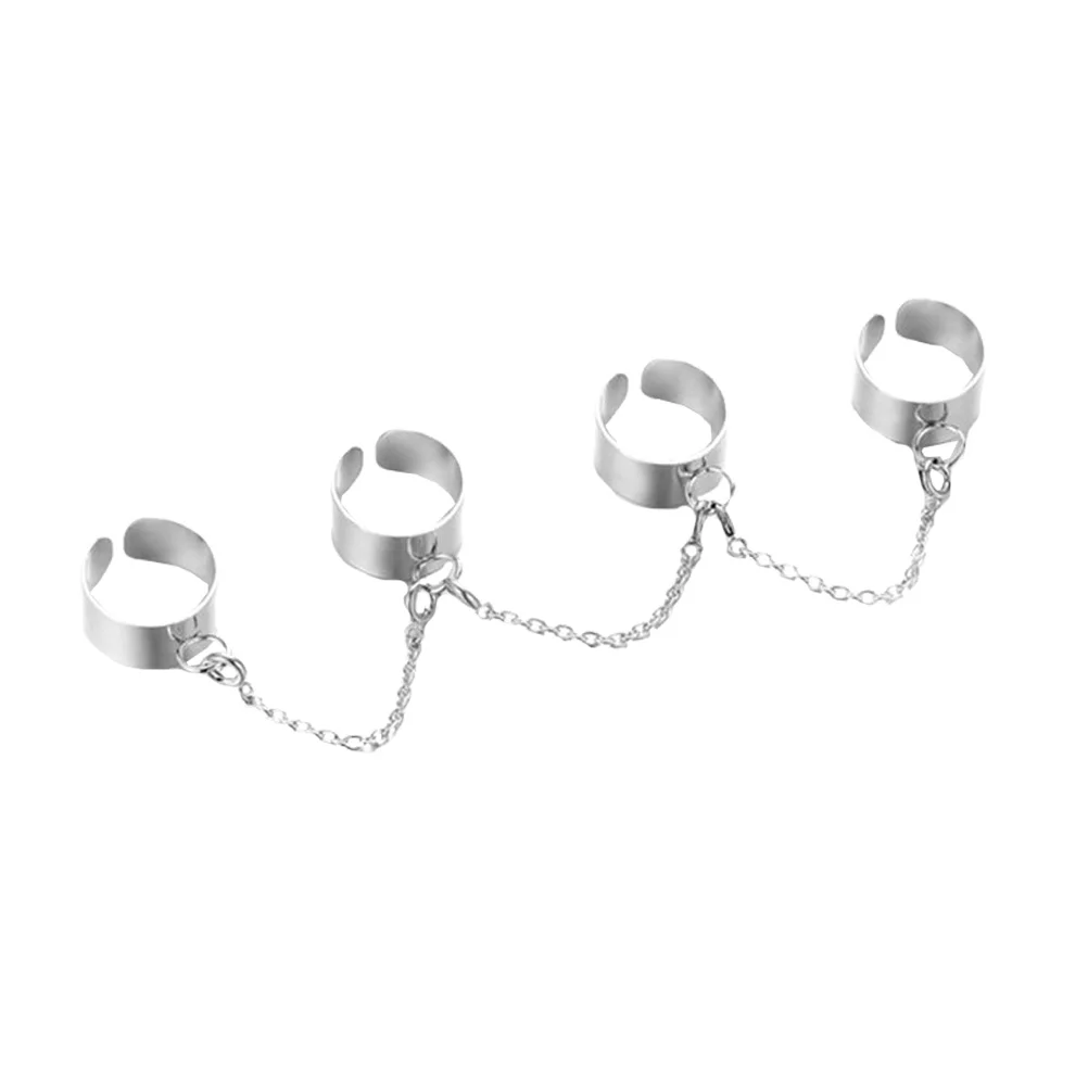 

Набор колец и цепочек, винтажные многослойные украшения в стиле панк и готика, с четырьмя пальцами, штабелируемые наполовину ремни с кресто...