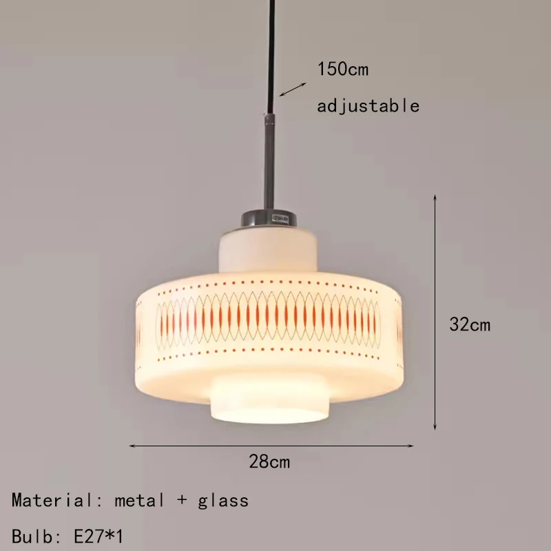 

Подвесной светильник из скандинавского белого стекла E27, лампа с красной линией, домашний арт-деко для ресторана, бара, гостиной, спальни, лампа