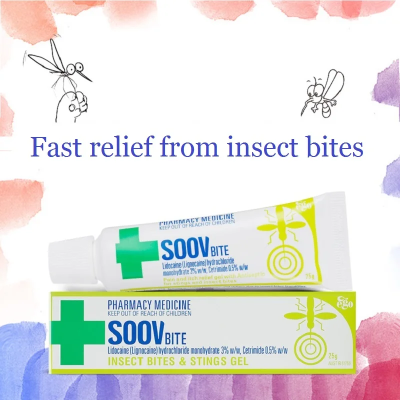 

Австралия, Ego QV Soov Bite 25 г, быстрое облегчение укусов насекомых, обезболивающее растение, подходит для детей 2 + лет, взрослых