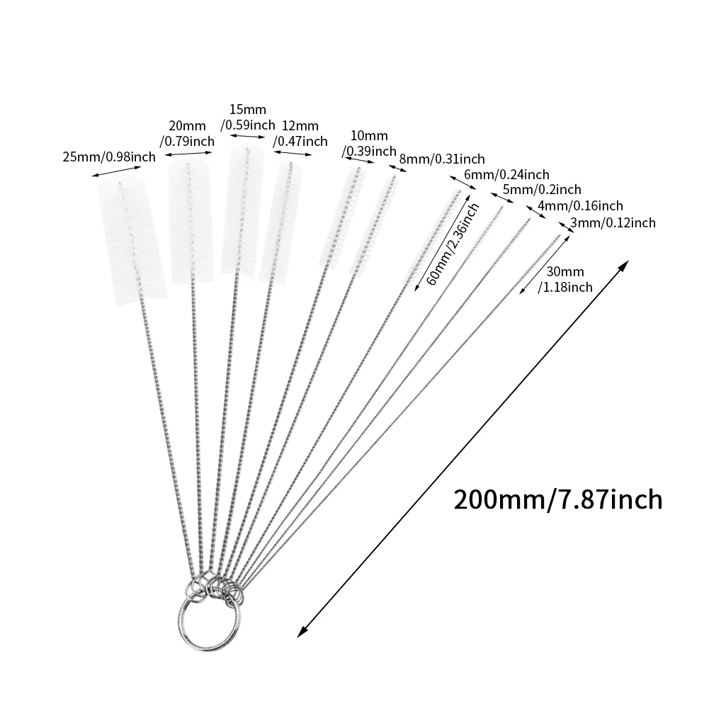 10 шт. многоразовые щетки для чистки бутылок с ручкой из нержавеющей стали набор