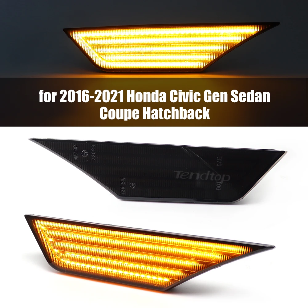 

2PCS LED Car Side Marker Lamps Smoked Amber Front Side Marker Light Kit Turn Signal Light Canbus for Honda Civic 10Th 2016-Up