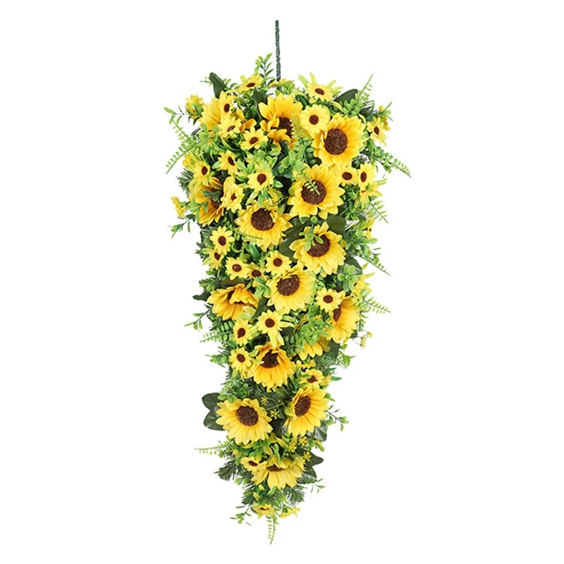 

Sunflower Swag Artificial Wreath For Front Door, Wall, Wedding, Home, Festival Decoration