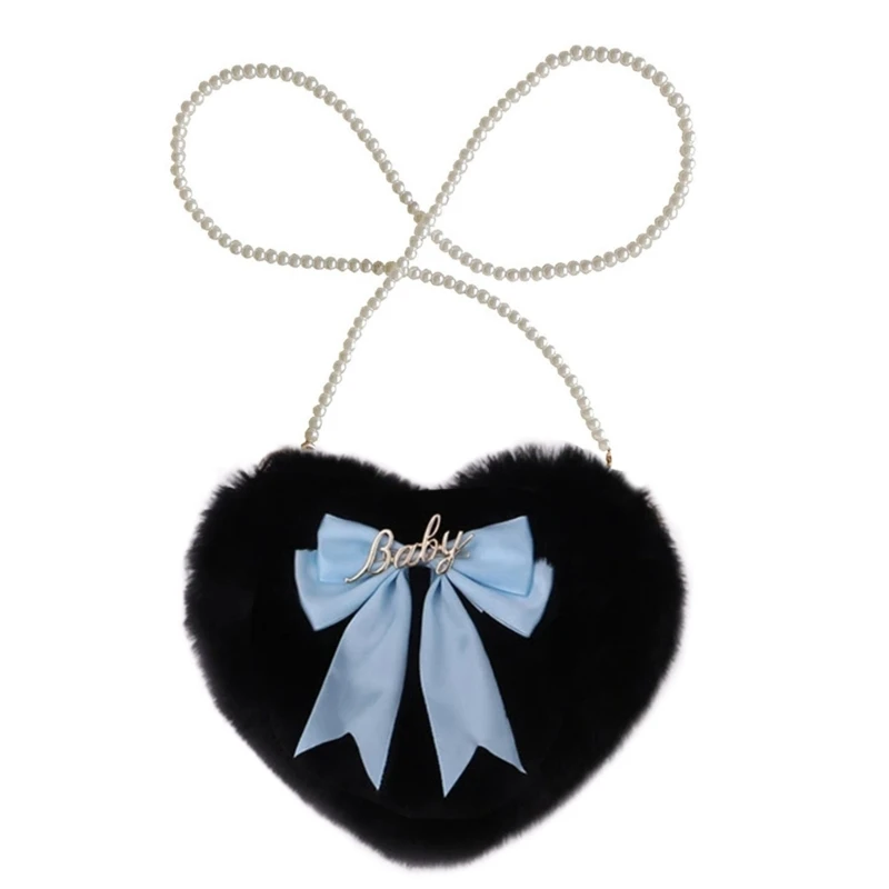 

Cute Plush-Shoulder Bags for Women Girl Lolita-Love Heart Bag Purse All-matching Handbag JK Cartoon Mini-Crossbody Bag