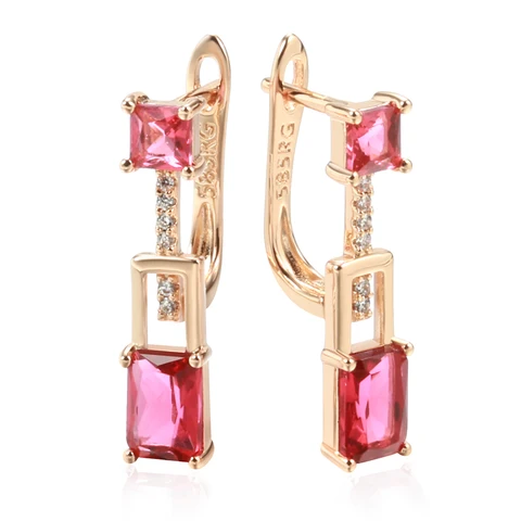 Серьги-подвески Kinel розового золота с цирконами