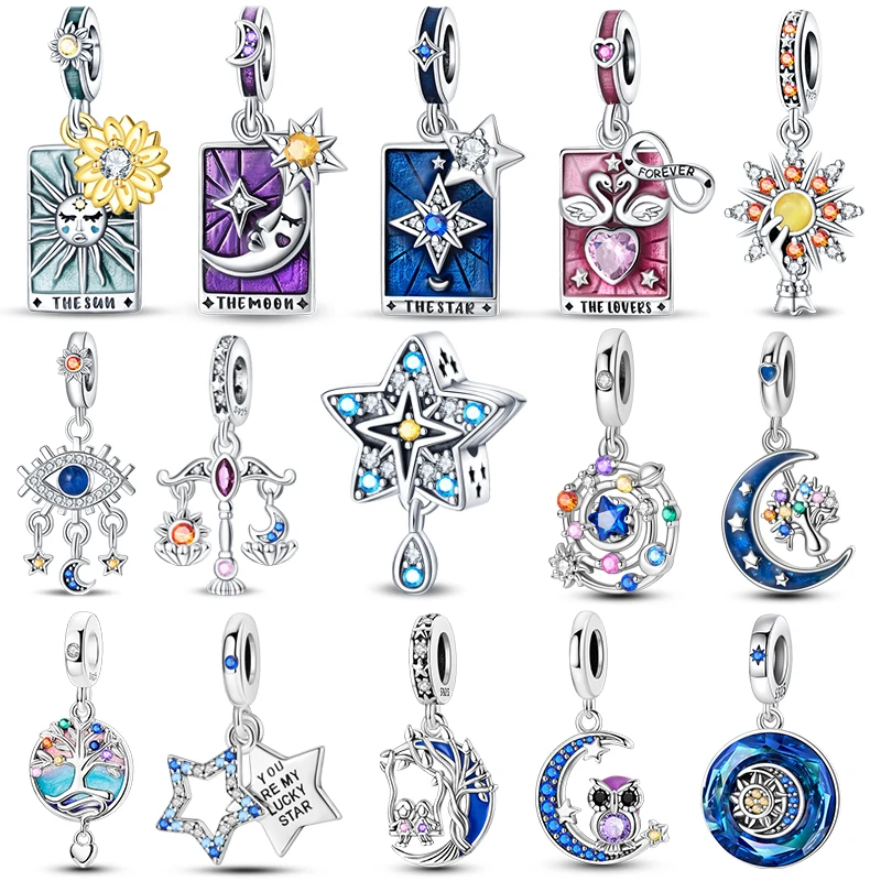 Стерлингового Серебра 925 пробы сглаза Таро Справедливость Звезда Монеты Бусины