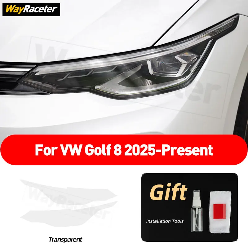 

2 шт. защитная пленка для фар автомобиля, прозрачная дымчатая черная наклейка из ТПУ для Volkswagen Golf 8 2025 Facelift 8,5 MK8, аксессуары