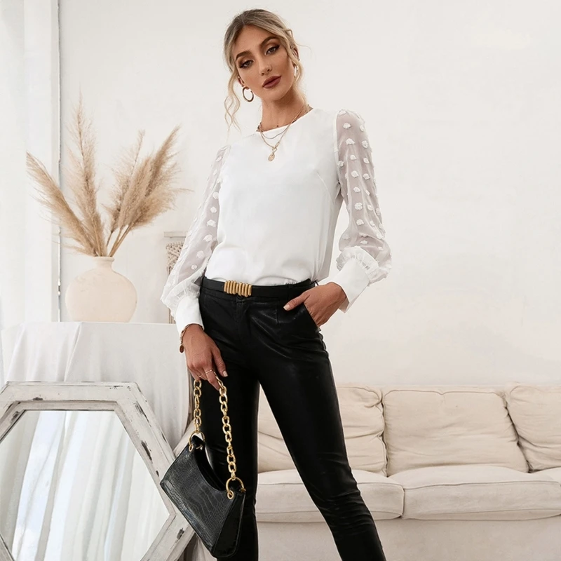 

Туника H9ED, топ свободного кроя, пуловер, деловой Повседневный Топ, офисный Топ с длинным рукавом-фонариком