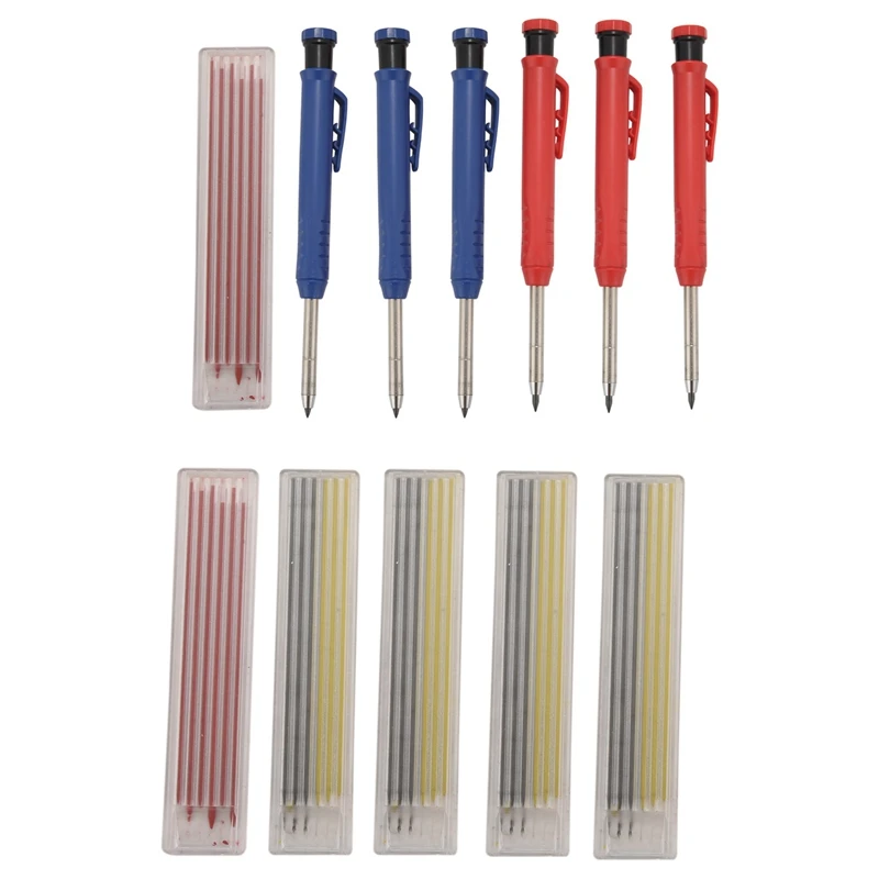 

6 Pieces Woodworking Construction Pencil With 36 Pieces Refills,Built-In Sharpener Mechanical Pencil For Scrolls Scribes