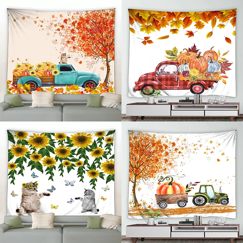 Осенняя искусственная Ферма грузовик Тыква кленовое дерево винтажный