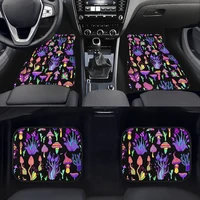 trippy shrooms car floor mats psychedelic colorful magic mushrooms hippie funky vibrant shroom car accessories